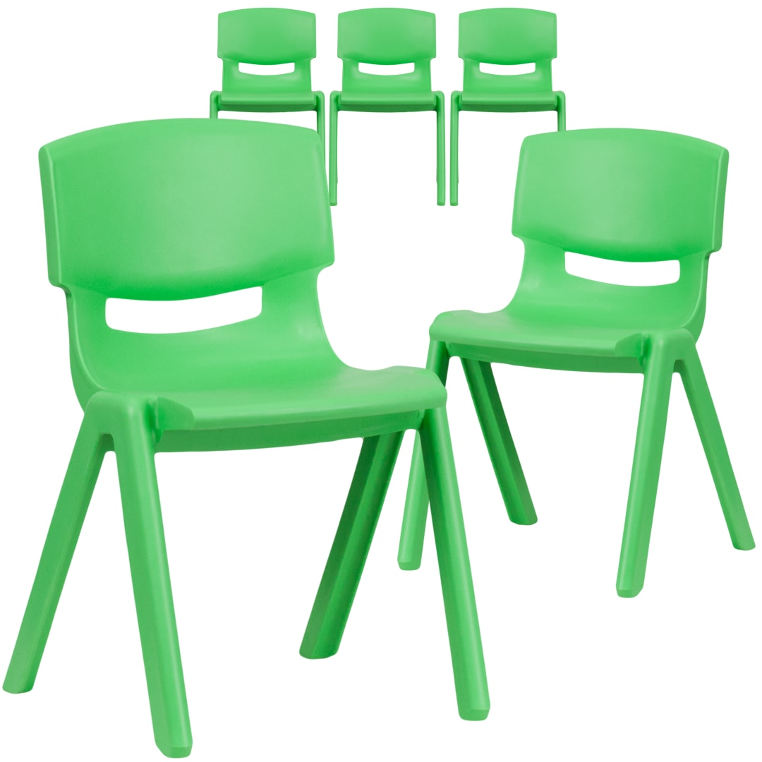 Whitney 5 Pack Green Plastic Stackable School Chair with 13.25'' Seat Height