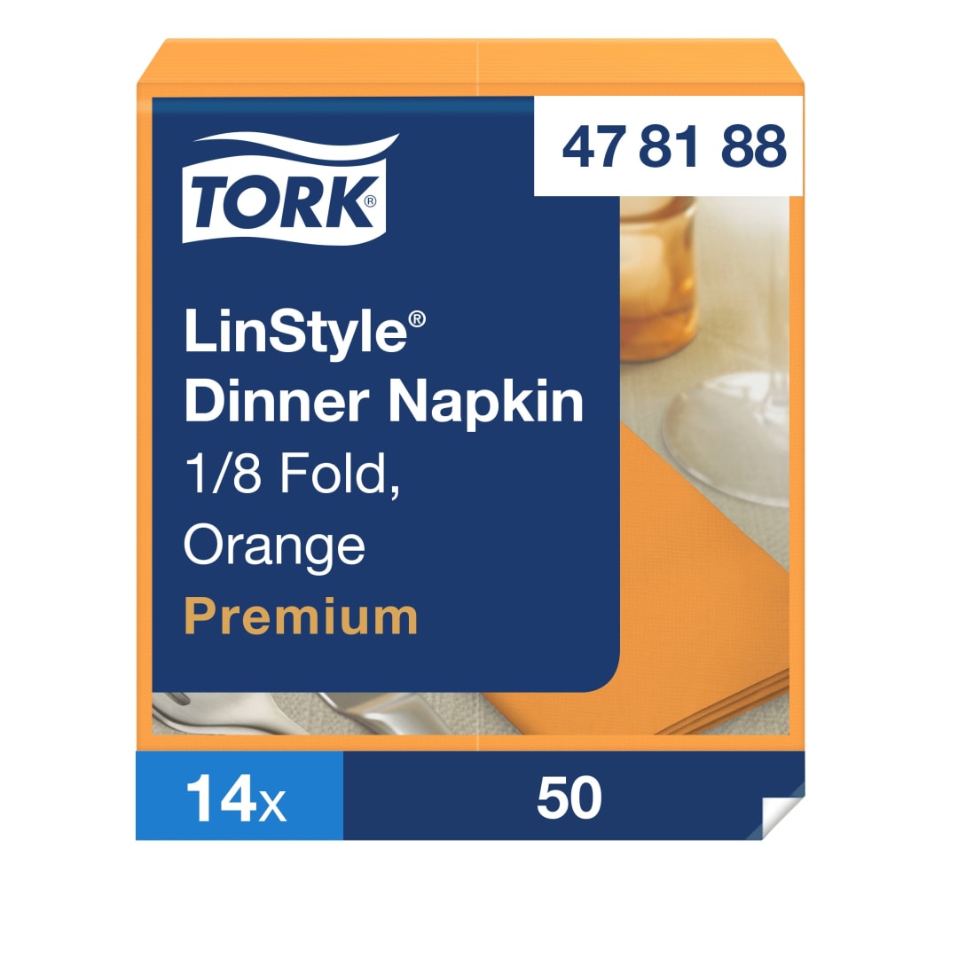 Tork Premium Linstyle® Orange Dinner Napkin 1/8 Folded