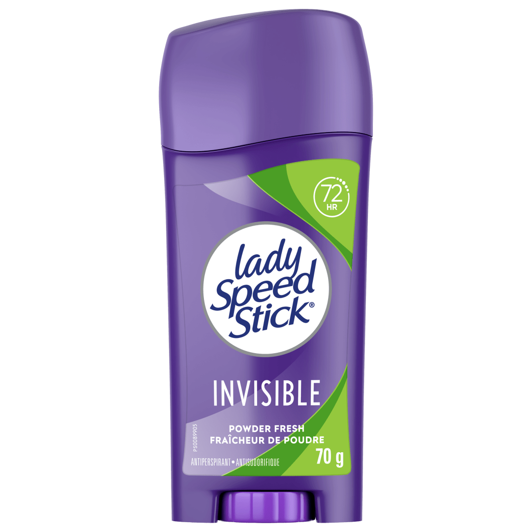 Déodorant antisudorifique Lady Speed Stick pour femmes, protection de 72 heures contre les odeurs et la transpiration, Invisible Dry, parfum Fraîcheur de poudre, bâton de 70 g