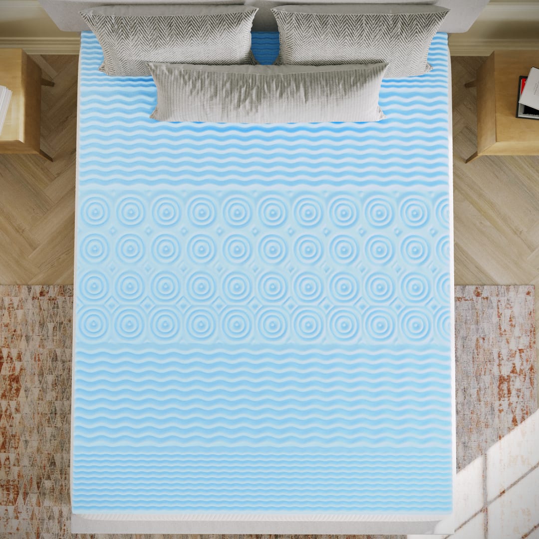 Capri Comfortable Sleep 2 Inch Cooling Gel Infused 5-Zone Queen Memory Foam Mattress Topper with CertiPUR-US Certified Foam