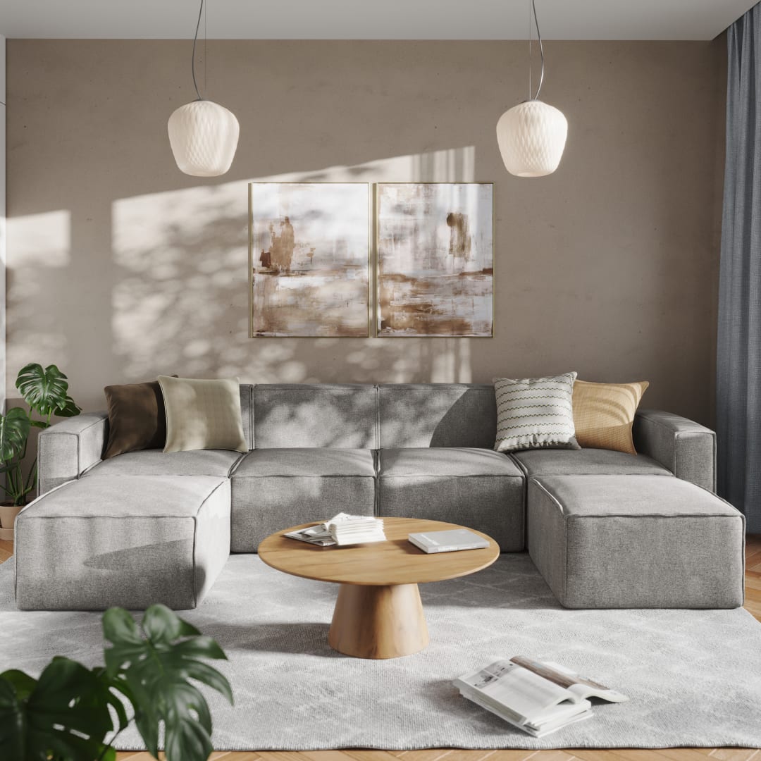 Bridgetown Luxury Modular 6 Piece Sectional Sofa, Gray