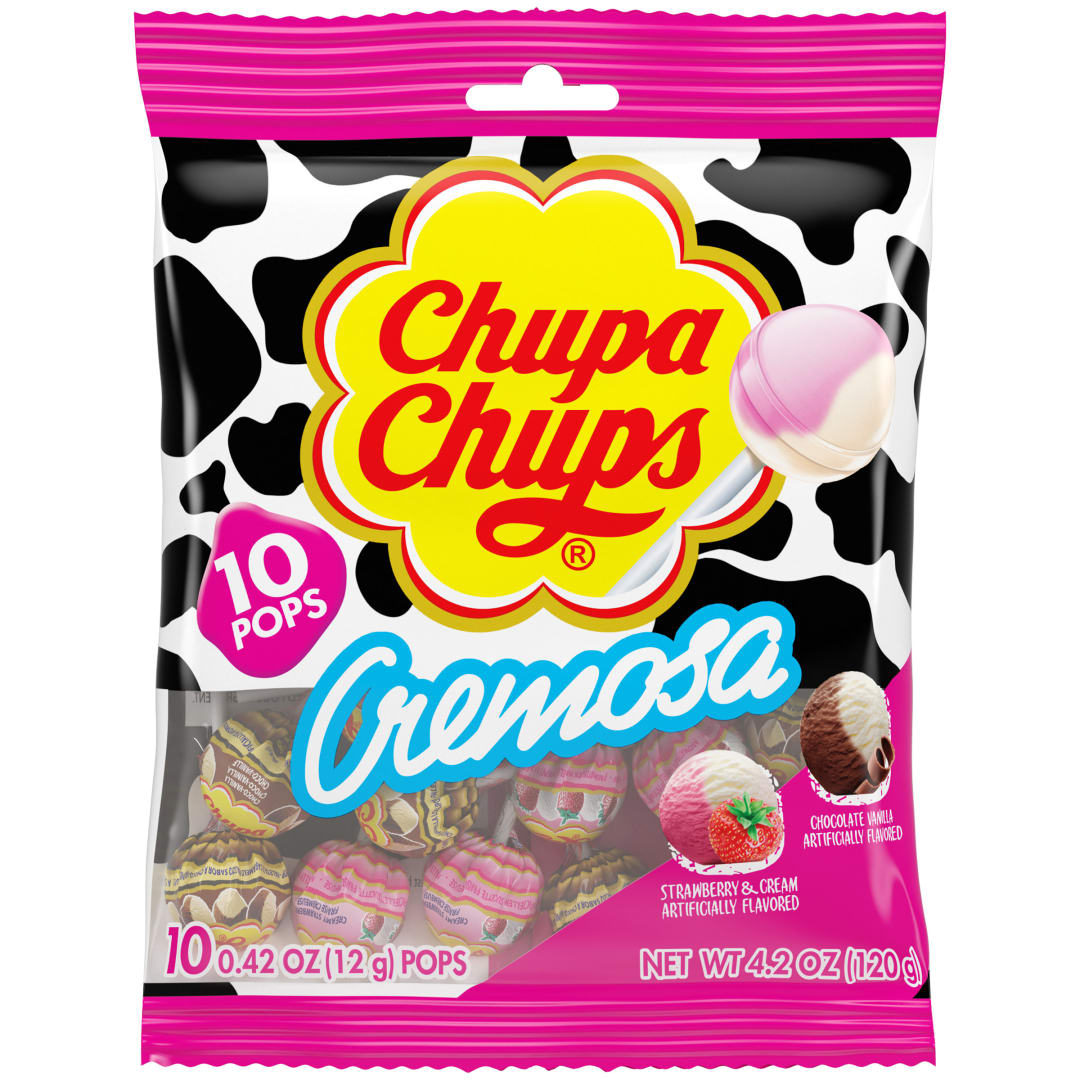 Chupa Chups Cremosa Lollipops Ice Cream 10 pc Peg Bag