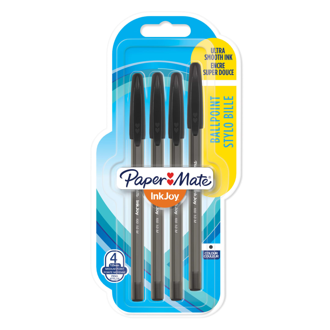 Paper Mate® InkJoy® 100ST Ballpoint Pens | Medium Point (1.0mm) | Black | 4 Count
