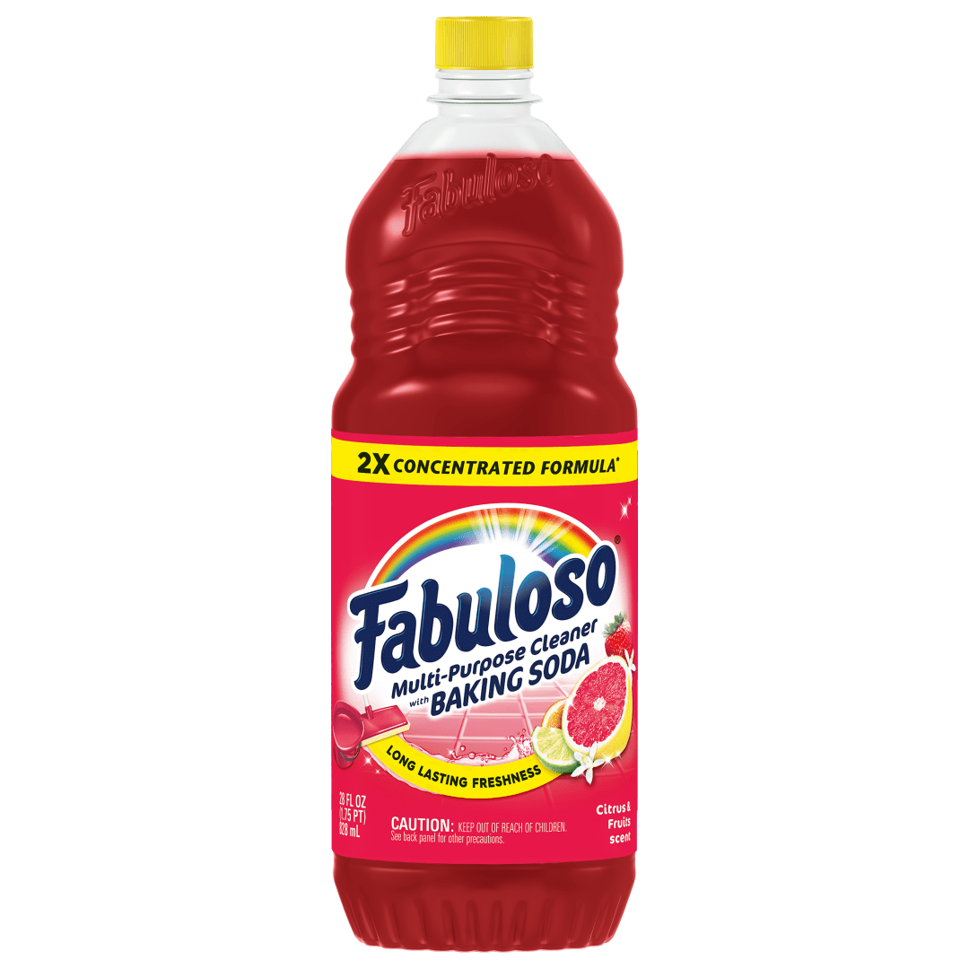 Fabuloso 2X Multi-Purpose Cleaner with Baking Soda, No Rinse Floor Cleaner, Long-Lasting Freshness, Citrus and Fruits Scent, 28 fl oz
