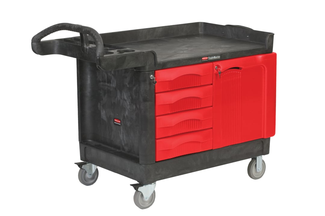 TradeMaster® Cart with 4 Drawers and Cabinet, Small