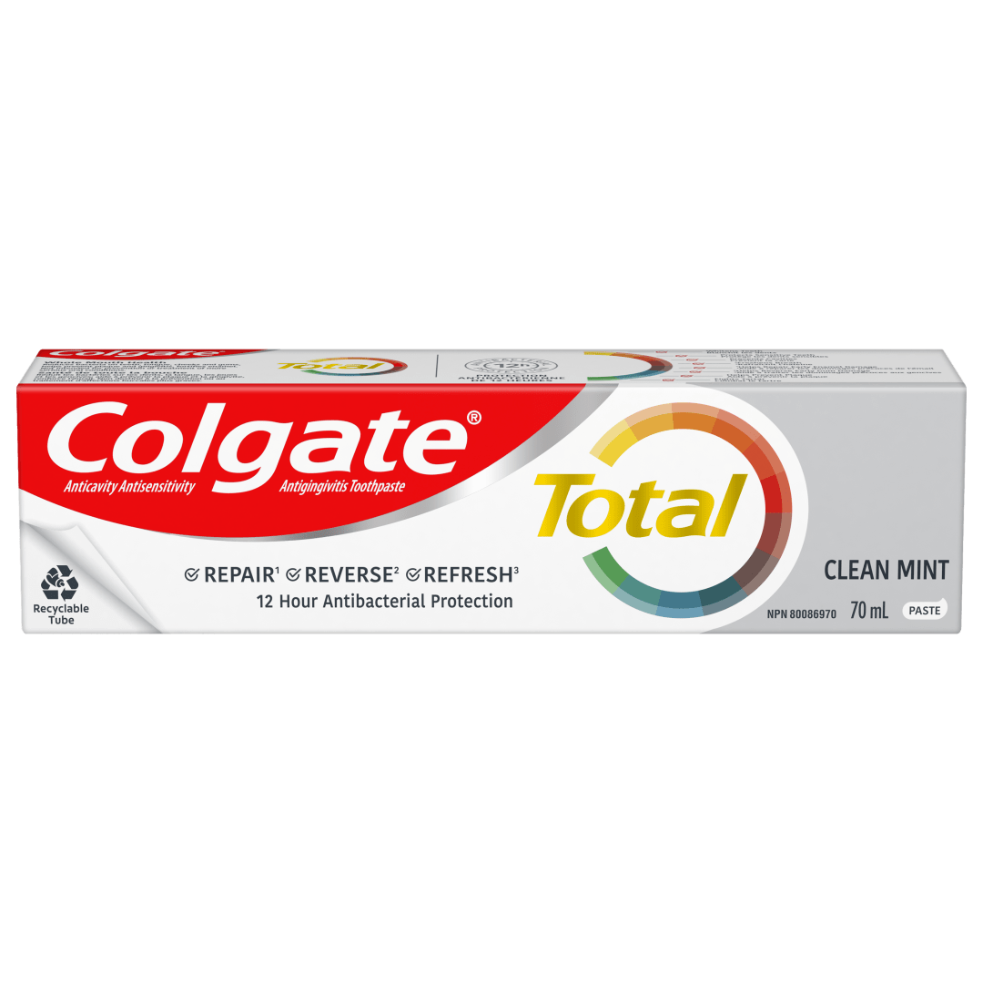 Colgate Total Clean Mint Toothpaste, Multi-Benefit Teeth Whitening Toothpaste That Whitens Teeth, Freshens Breath & Protects Sensitive Teeth, 70 mL