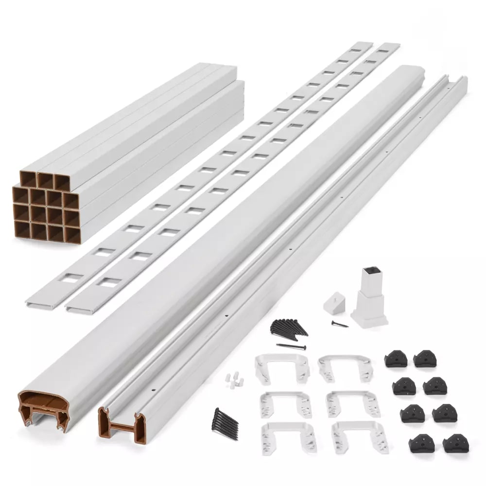 8-ft x 42-in Transcend Stair Rail Kit with Composite Balusters - Classic White Full Span