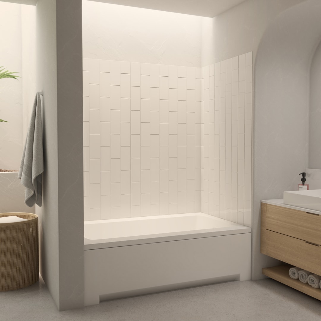 DreamLine QWALL-VS 56 - 60 inch W x 36 inch D x 62 inch H Acrylic Wall Kit in White