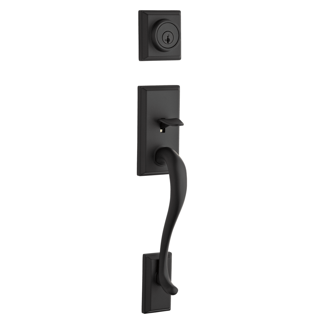Hawthorne Single Cylinder Exterior Only Handleset featuring SmartKey Security™ in Matte Black