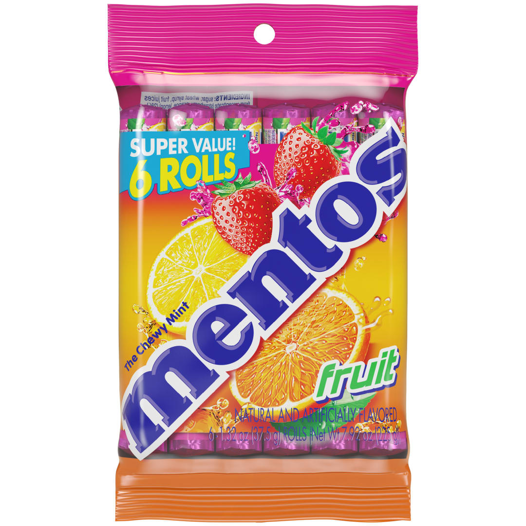 Mentos Chewy Mints Fruit 6/14 pc MUP 6pk