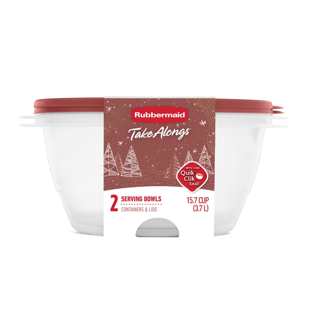 Rubbermaid TakeAlongs 15.7-Cup Food Storage Containers, Food Storage Containers with Lids, Meal Prep Containers, Limited-Edition Maple Leaf Red, 2-Pack