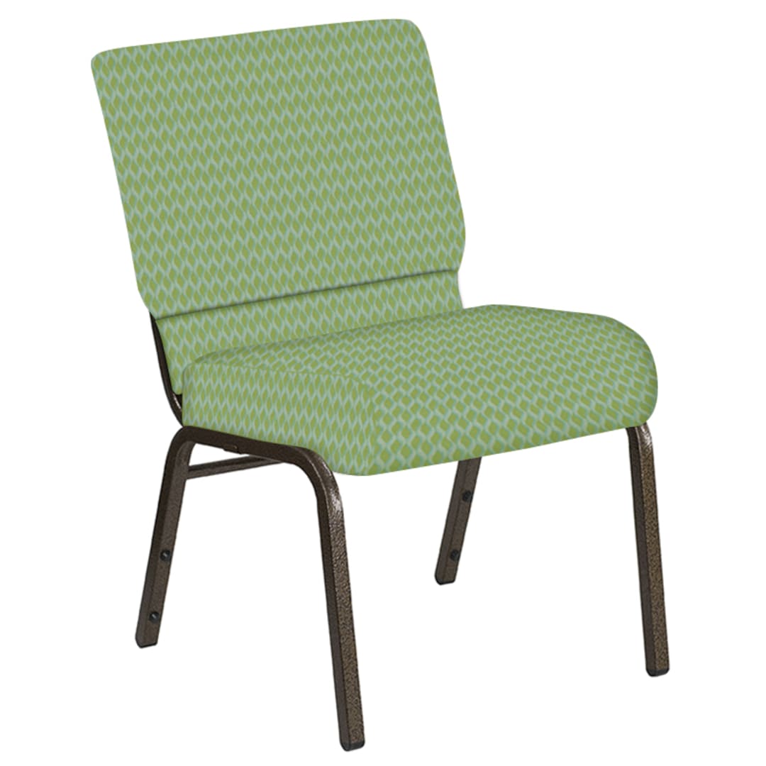 Embroidered 21''W Church Chair in Rapture Lime Fabric - Gold Vein Frame