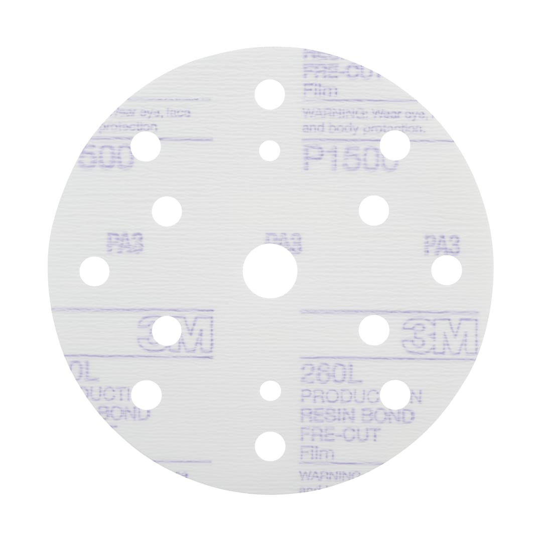 3M™ Hookit™ Finisaj Filmi Disk Zımpara 260L, 150 mm, 15 Delikli, P1500, 51053