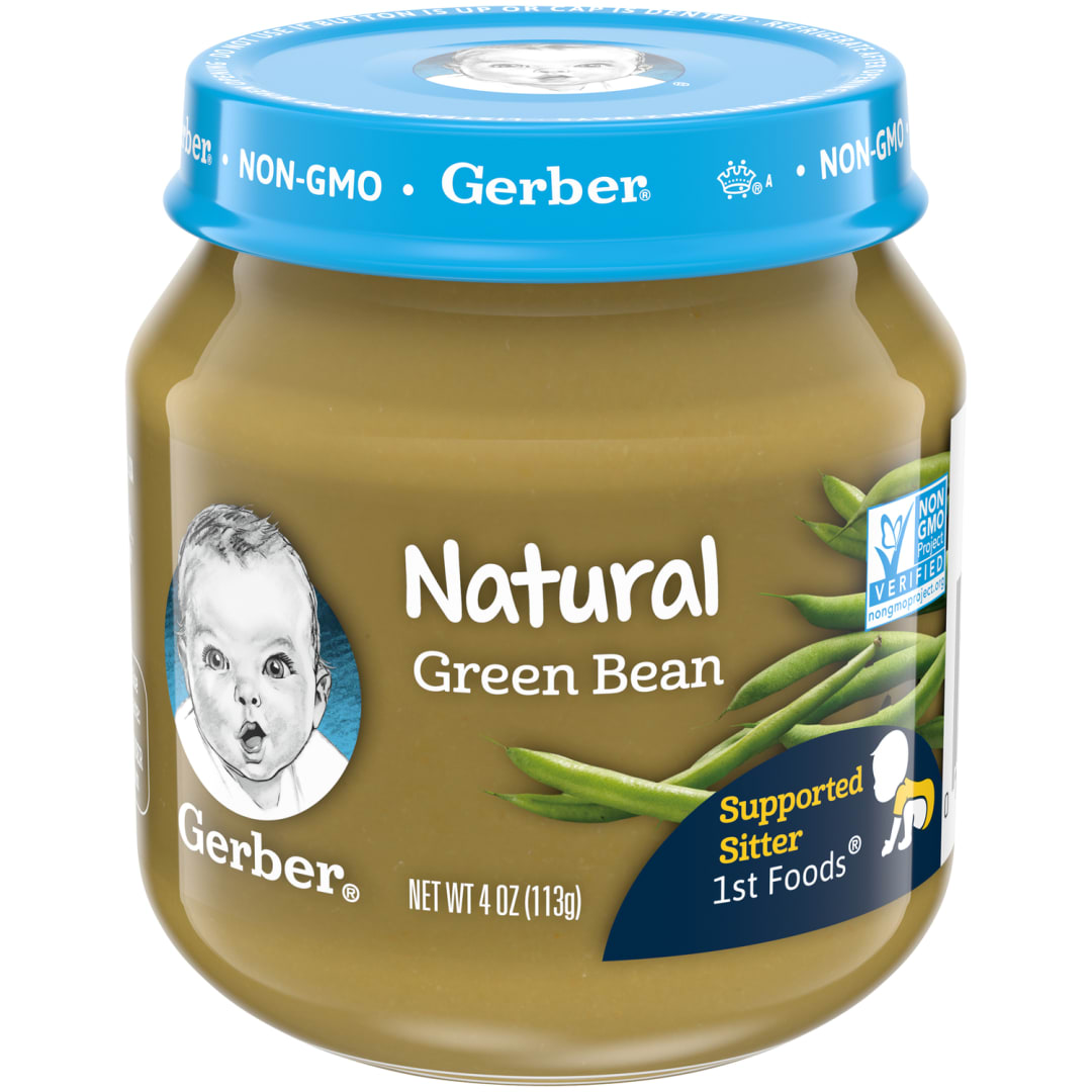 Gerber Stage 1 Baby Food, Green Bean Puree, 4 oz Jar (10 Pack)