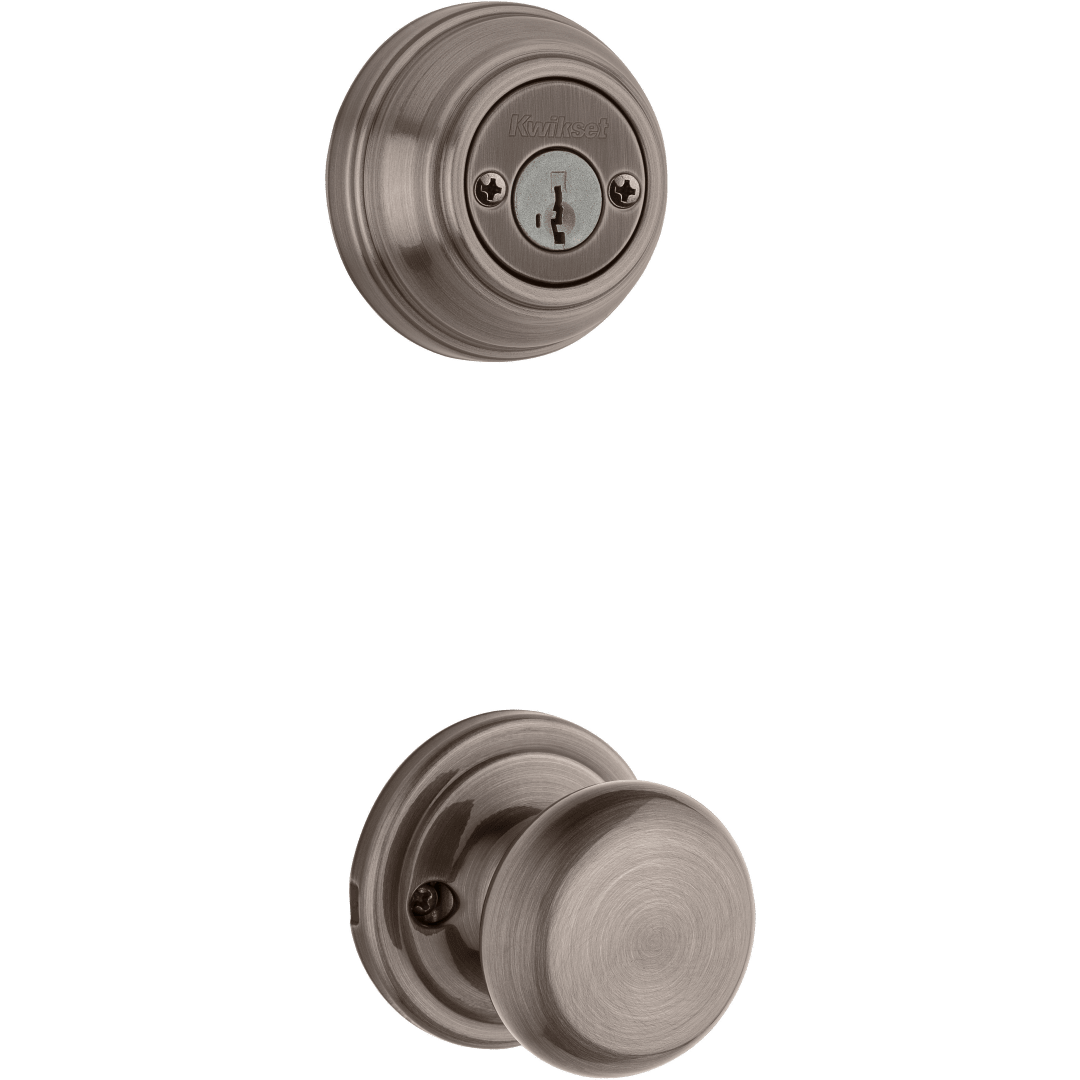 966 Double Cylinder Interior Pack w/Hancock Knob featuring SmartKey Security™ for Signature Series Handlesets in Antique Nickel