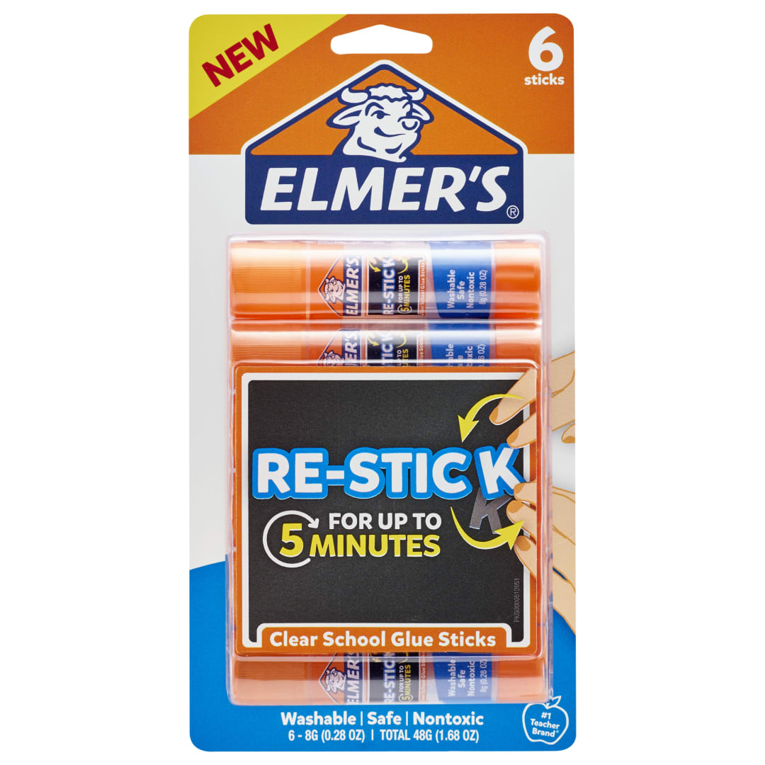 Elmer’s Re-Stick School Glue Sticks, 8g (0.28 oz), 6 Count