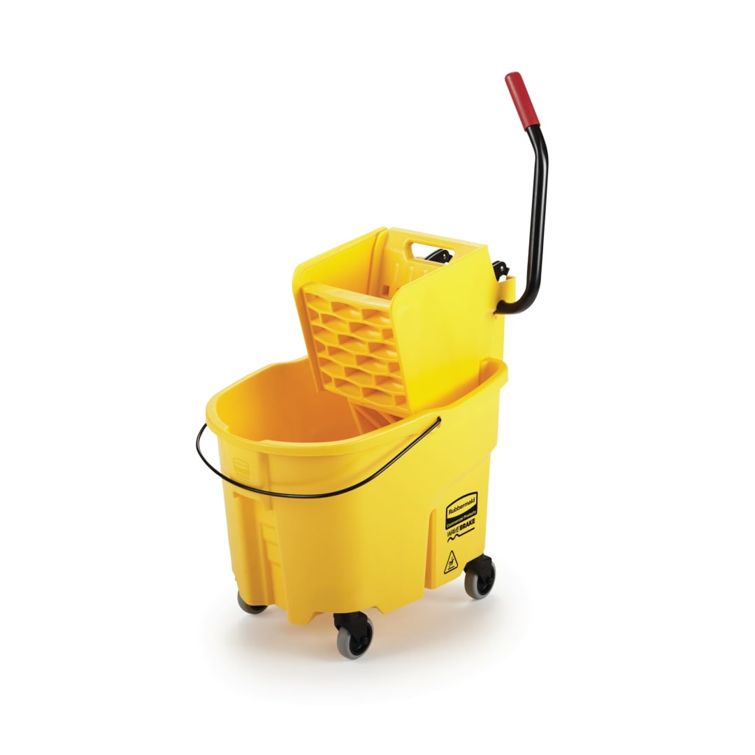 Rubbermaid Commercial Products WaveBrake® 35-Quart Side-Press Bucket and Wringer, Yellow