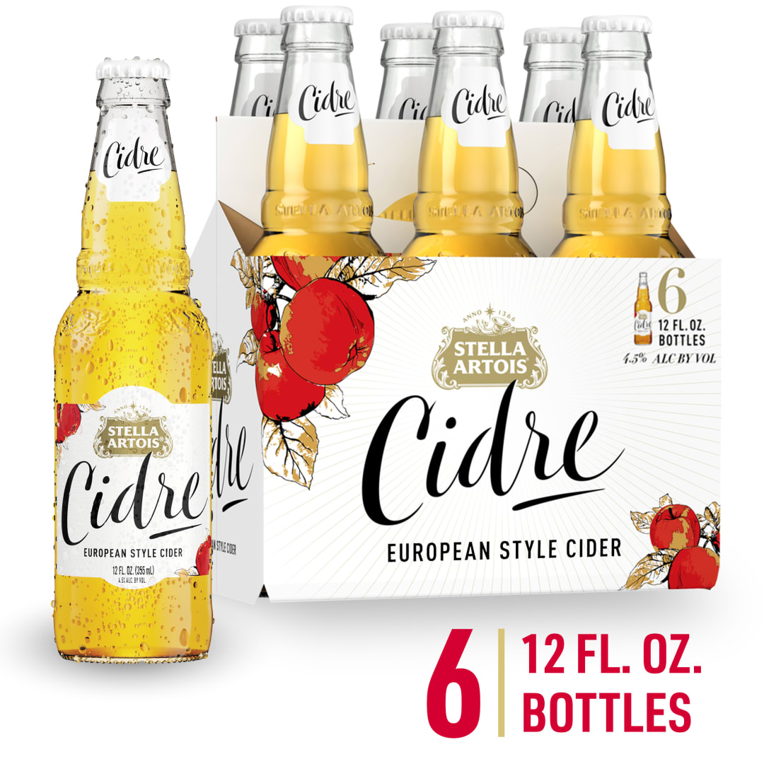 Stella Artois Cidre, European Style Hard Cider, 6 Pack, 12 FL OZ Bottles, 4.5% ABV