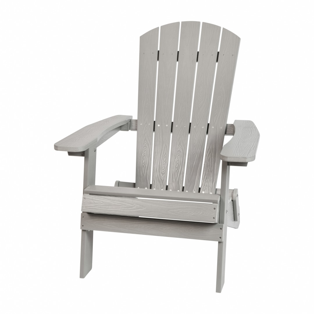Charlestown Commercial All-Weather Poly Resin Indoor/Outdoor Folding Adirondack Chair in Gray