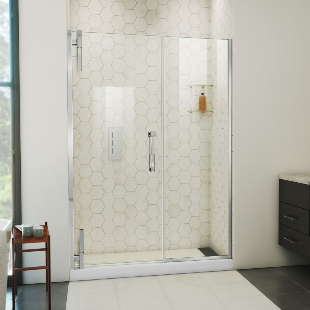 DreamLine Ascend 52 1/2 - 53 1/2 inch W x 72 inch H Frameless Pivot Shower Door in Chrome