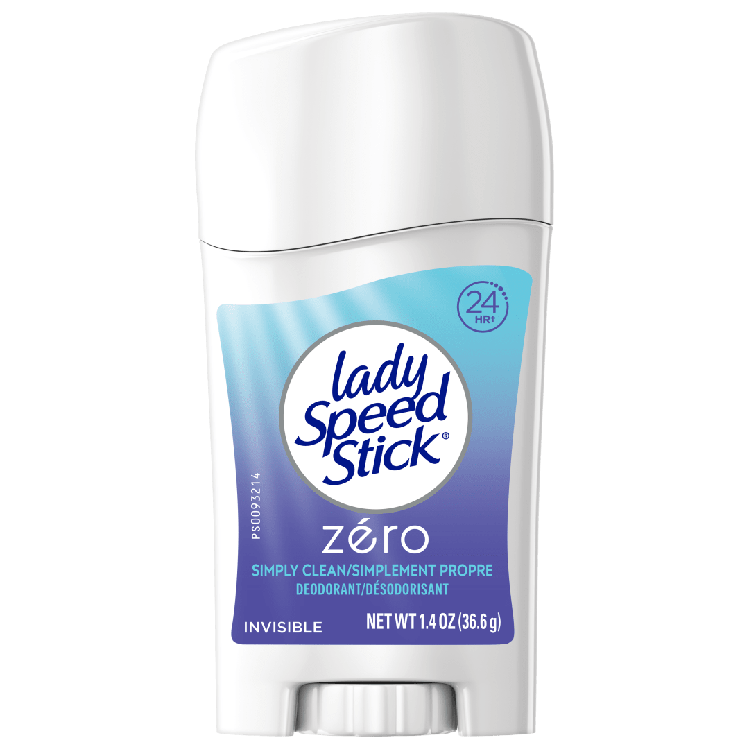 Lady Speed Stick Zero Simply Clean Deodorant for Women, Aluminum Free, 24 HR Odor Protection, Invisible Dry, Floral Musk Scent, 1.4 oz Stick