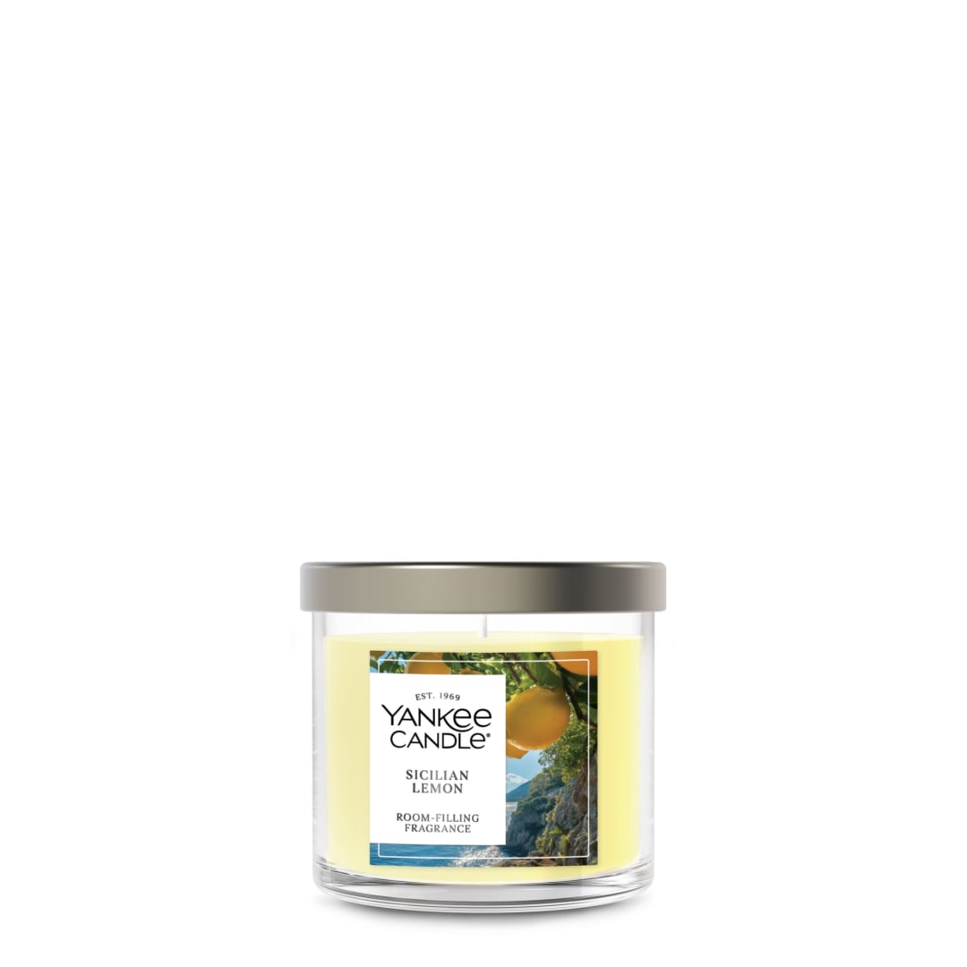 Yankee Candle Small Tumbler Scented Candle with up to 40 Hour Burn Time, Premium Plant Wax Blend for Consistent Burn, 4.3 oz Tumbler Candle with Room Filling Fragrance, Sicilian Lemon