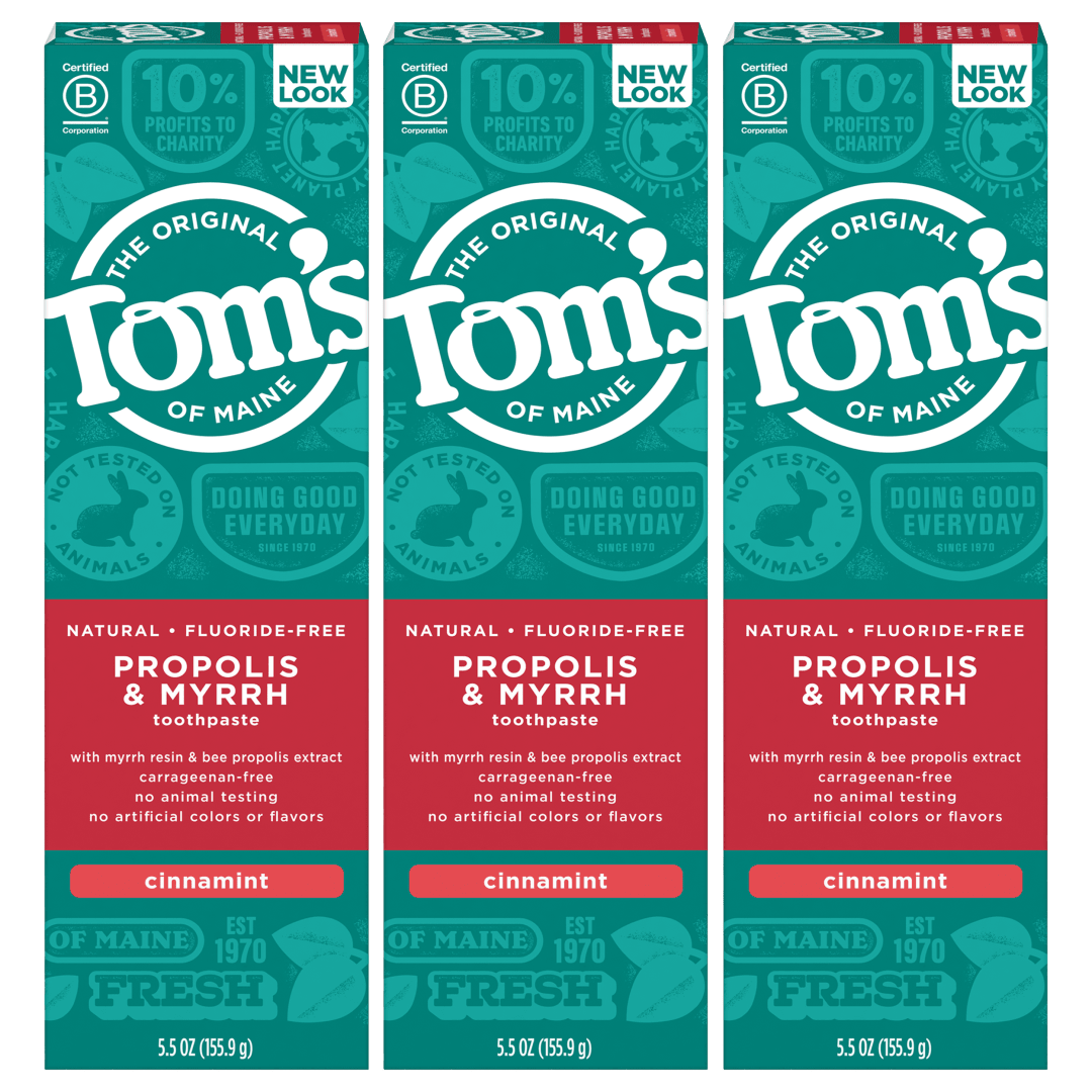 Tom's of Maine Fluoride-Free Propolis & Myrrh Natural Toothpaste, Cinnamint, 5.5 oz. 3-Pack