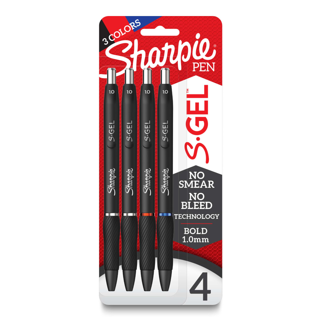 Sharpie S-Gel, Gel Pens, Bold Point (1.0mm), Assorted Colors, 4 Count