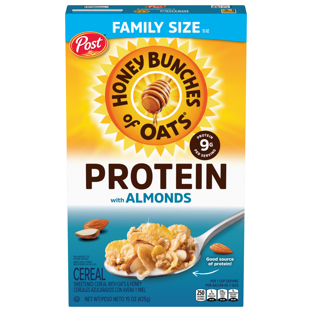 Honey Bunches of Oats Honey & Almond Protein Breakfast Cereal, 15 oz Box