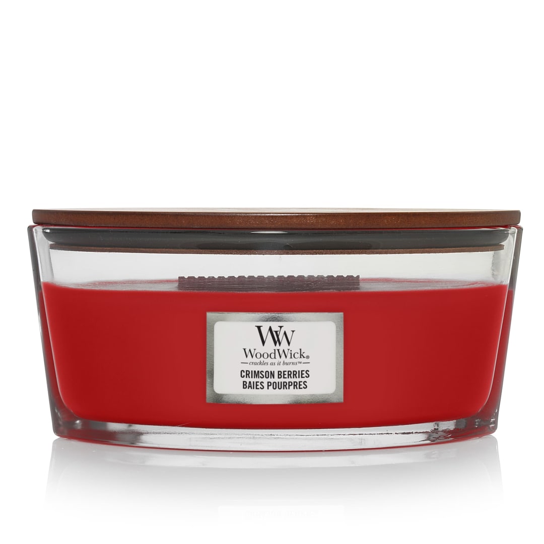 WoodWick® Ellipse Scented Candle | Crimson Berries | with Crackling Wick | Burn Time: Up to 50 Hours