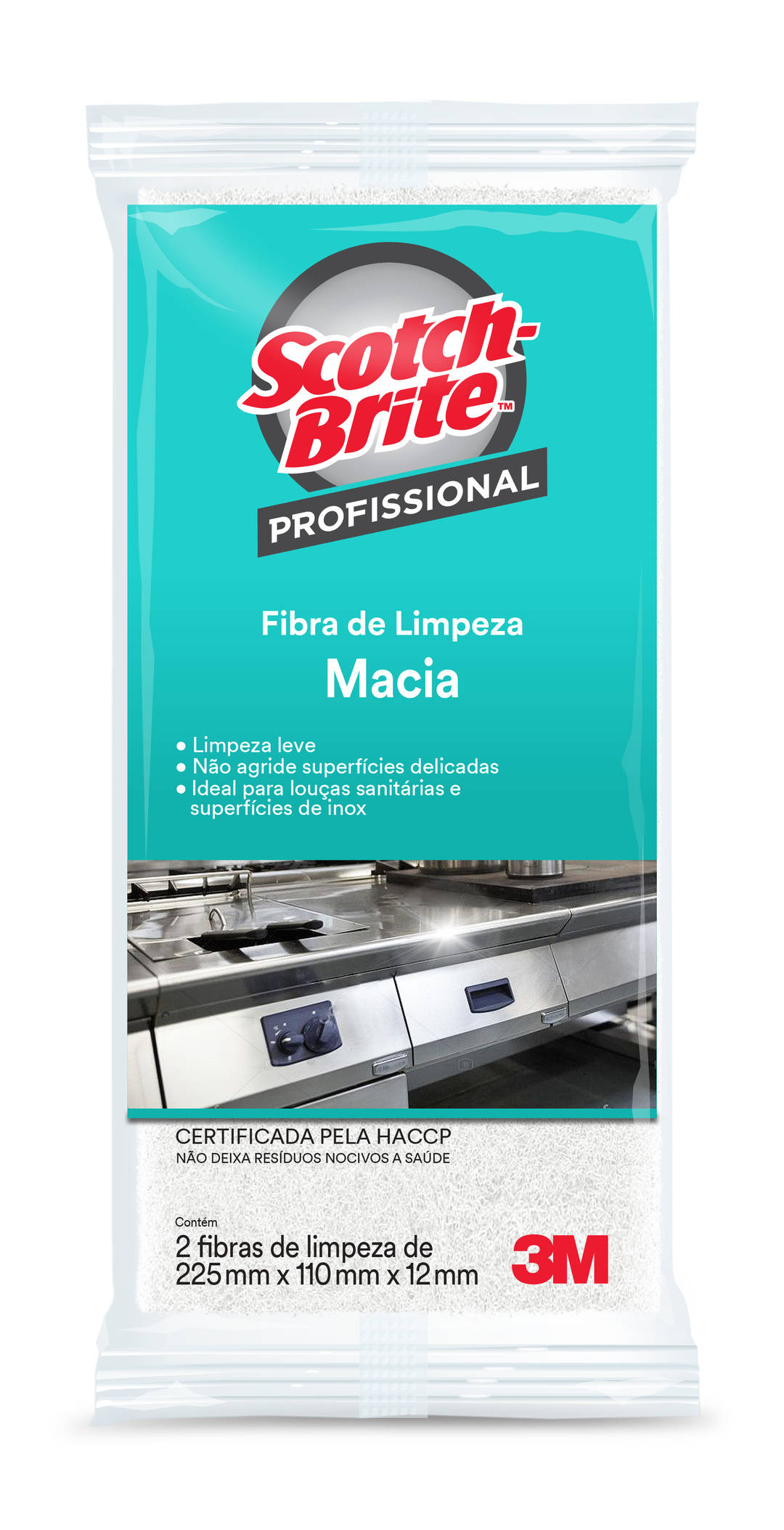 Fibra de Limpeza Macia 3M™ Scotch-Brite™ Profissional, 110 x 225 mm, 2 unidades