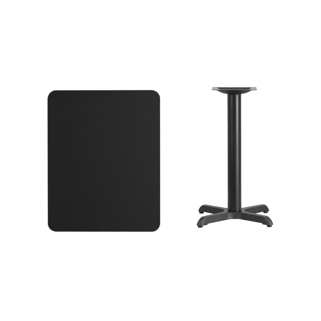 Stiles 24'' x 30'' Rectangular Black Laminate Table Top with 22'' x 22'' Table Height Base