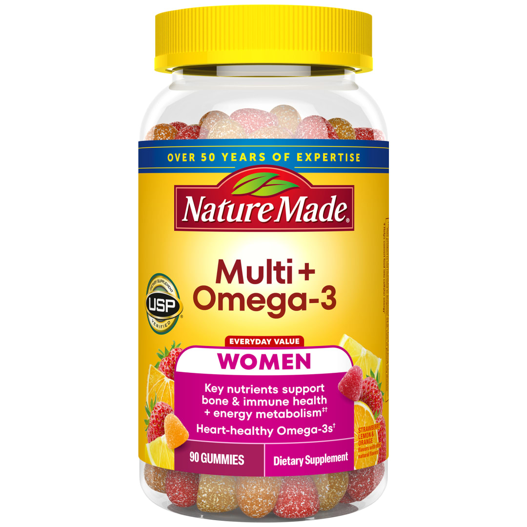 Nature Made Womens Gummy Multivitamins with Omega-3, Multivitamin for Women for Daily Nutritional Support, 90 Gummies, 45 Day Supply