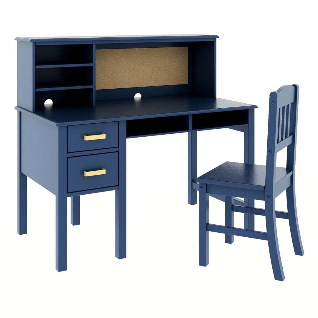 Taiga Desk and Hutch - Navy