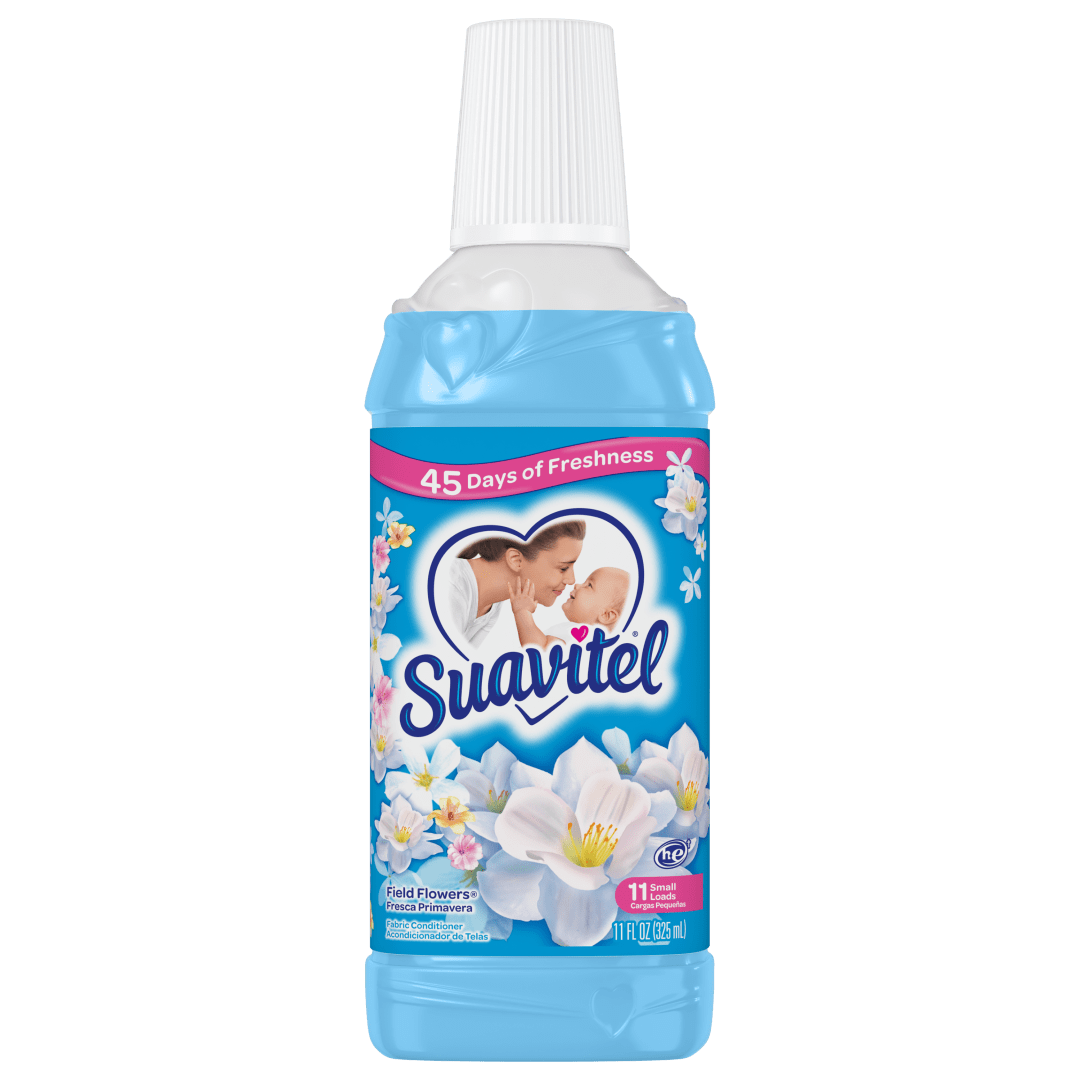 Suavitel Liquid Fabric Conditioner, Laundry Fabric Softener, Field Flowers Scent, 11 oz, Enough Liquid For 11 Small Loads