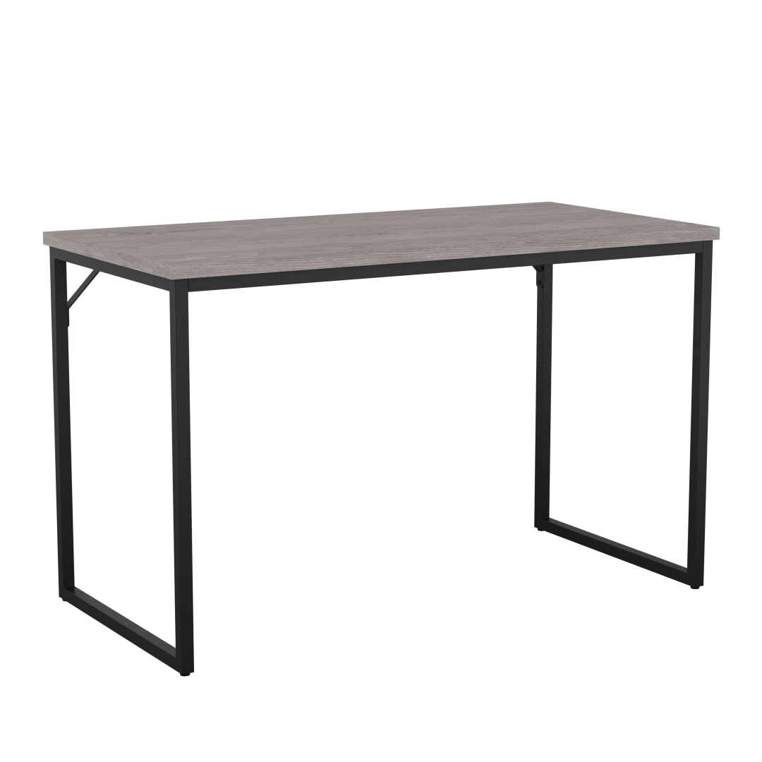 Noah Home Office Parsons Desk in Gray Wood Grain with Oil Rubbed Bronze Metal Frame