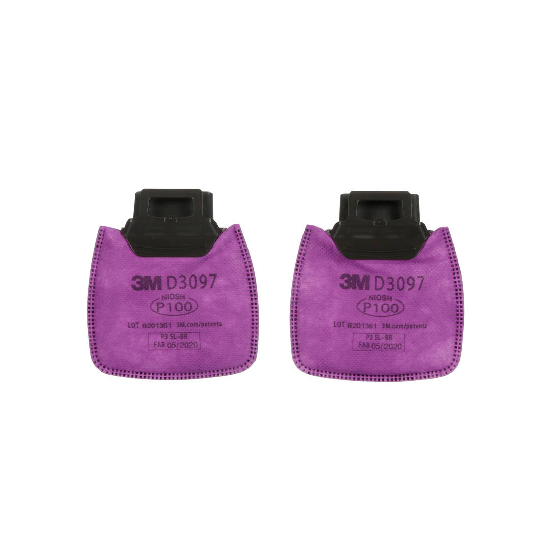 Filtro para Particulados 3M™ Secure Click™ D3097 P3, com Carvão Ativado para Baixas Concentrações de Vapores Orgânicos, 100 unidades por embalagem
