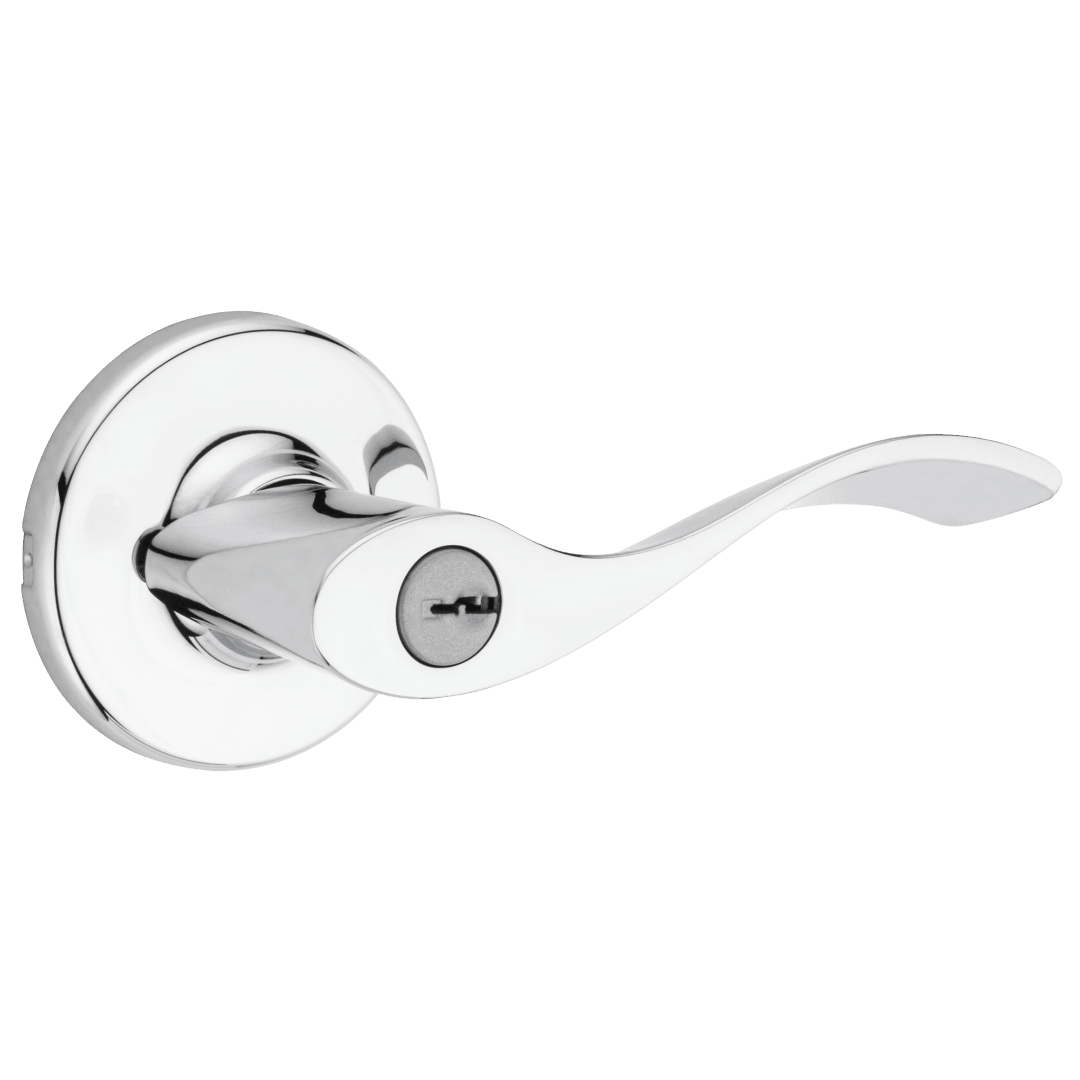 Balboa Round Keyed Entry Lever in Polished Chrome