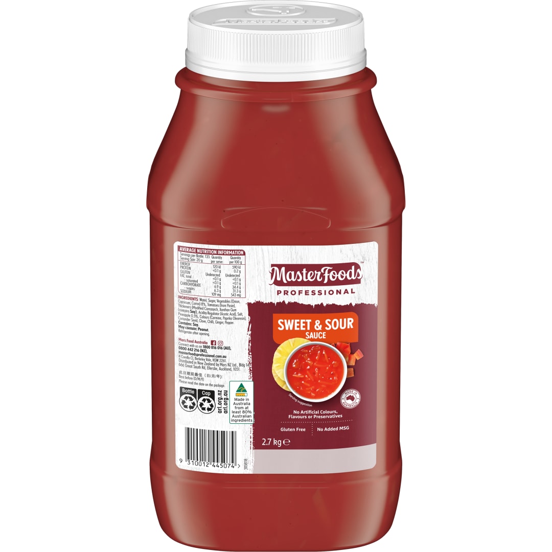 MASTERFOODS Sweet and Sour Sauce 2.7kg Bulk Jar