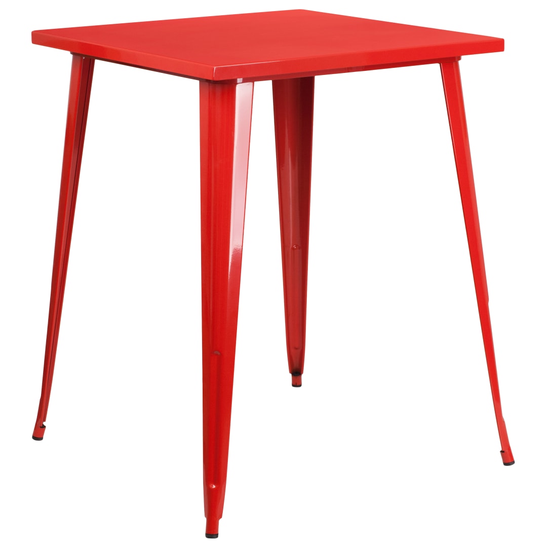 Nolan Commercial Grade 31.5" Square Red Metal Indoor-Outdoor Bar Height Table