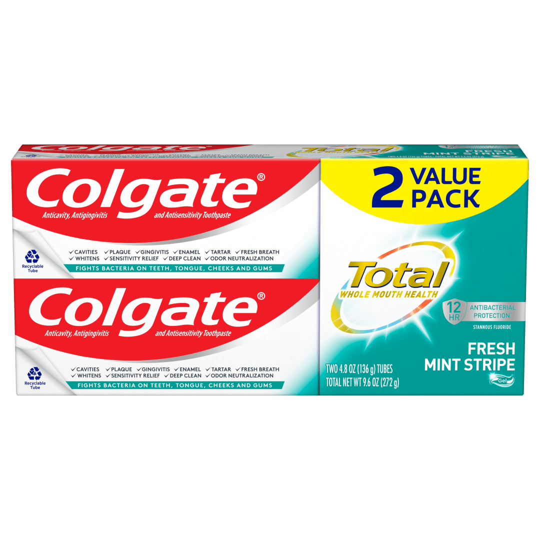 Colgate Total Fresh Mint Stripe Gel Toothpaste - 4.8oz 2pk