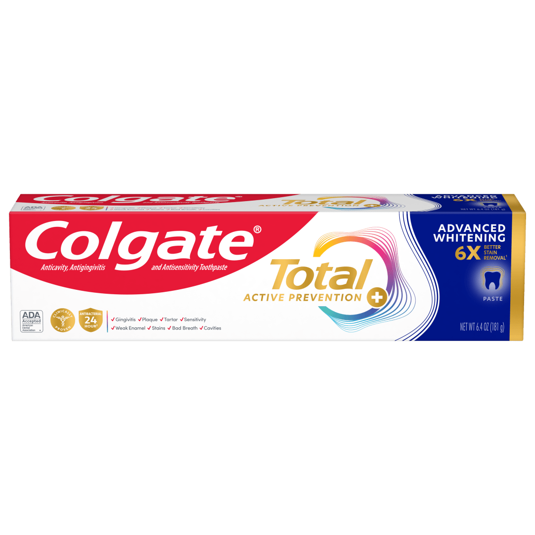 Colgate Total Active Prevention Plus Advanced Whitening Toothpaste, Mint, 5 Pack, 6.4 oz