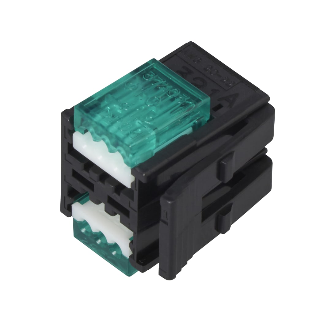 3M™ 37106-2124-0W0 FL 100, Mini Clamp II, Stiftstecker für die Kabelmontage, 06-polig, 20-22 AWG, 0,20 µm Au, Schwarz/Grün
