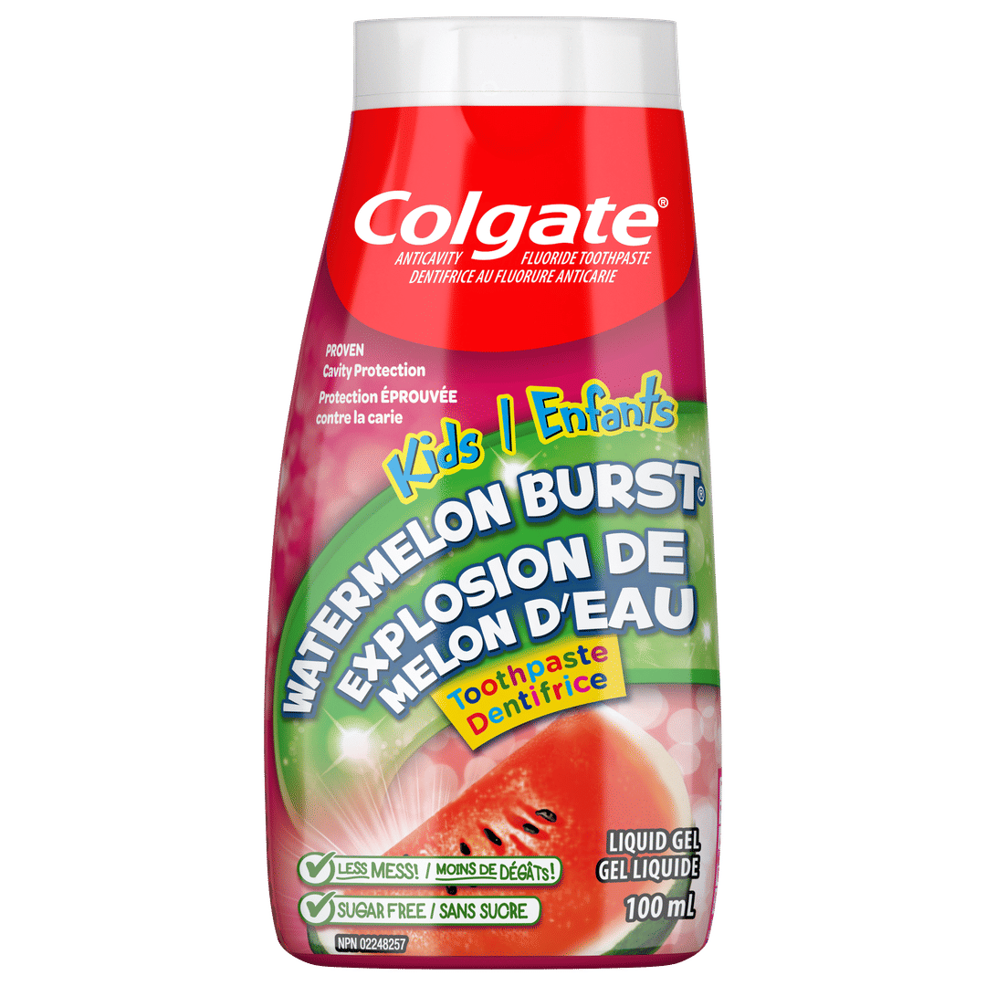Colgate Liquid Gel 2-in-1 Kids Watermelon Burst Toothpaste and Mouthwash, 100 mL, 12 Pack