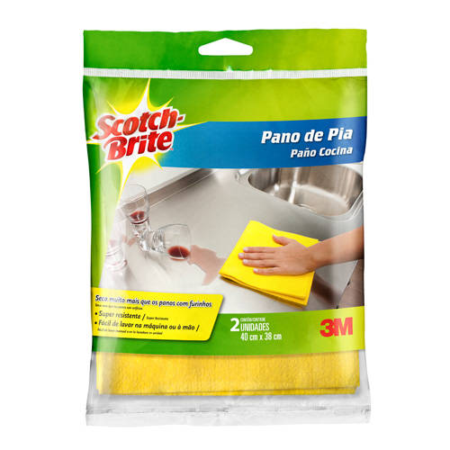 Pano de Pia Scotch-Brite®, Amarelo, 2 Unidades/Pacote