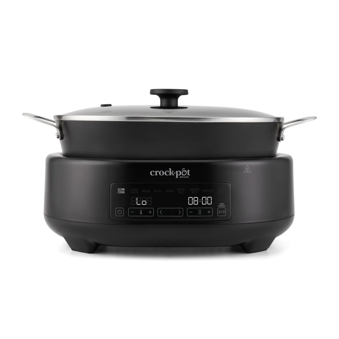 Crock-Pot® 6-Quart VersaCook Slow Cooker, Programmable Slow Cooker with LED Digital Display and 9 Cooking Settings, Black