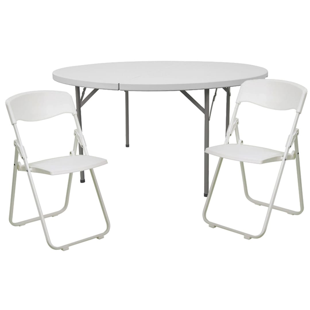 Elon 5-Foot Round Banquet Table Set with 8 Folding Chairs