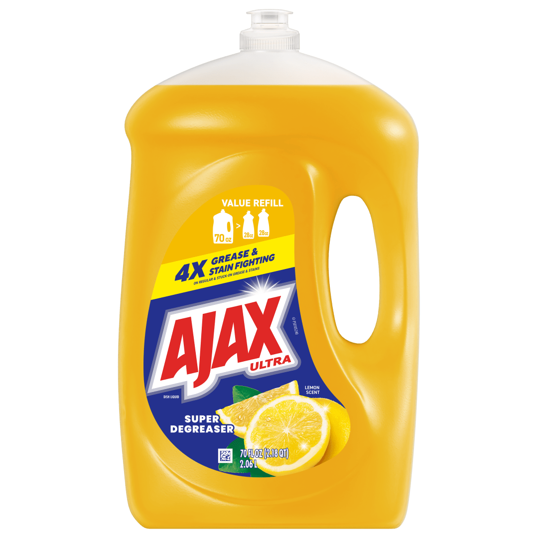 Ajax Ultra Liquid Dish Soap, Super Degreaser, Lemon Scent, 70 fl oz Refill Bottle
