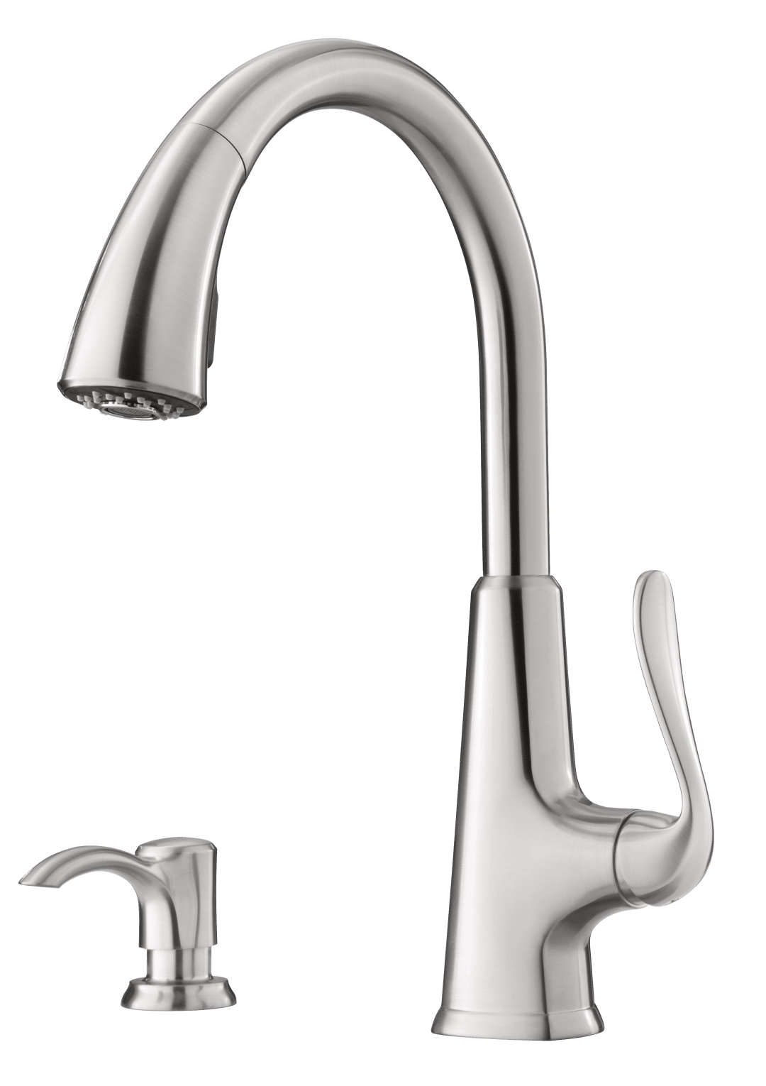 Pasadena 1-Handle Pull-Down Kitchen Faucet with Soap Dispenser in Stainless Steel