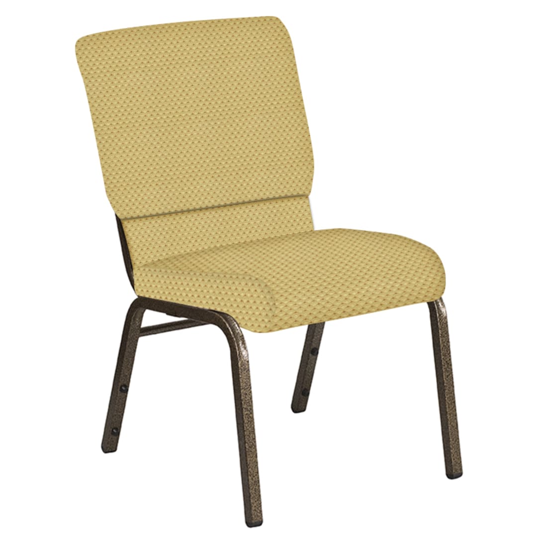 Embroidered 18.5''W Church Chair in Canterbury Taupe Fabric - Gold Vein Frame